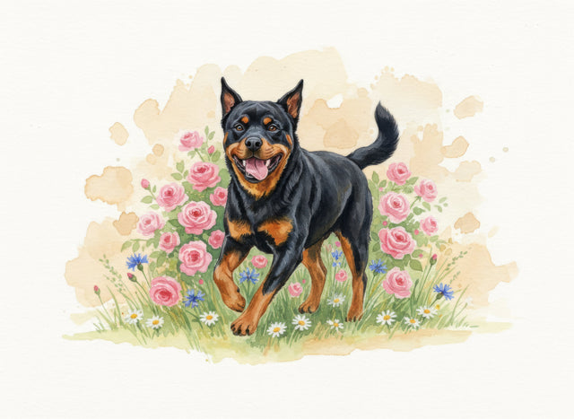 Rottweiler watercolour portrait