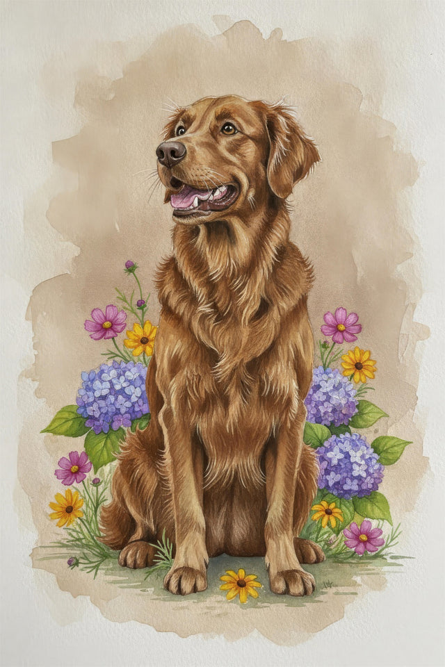 Golden Retriever watercolour portrait