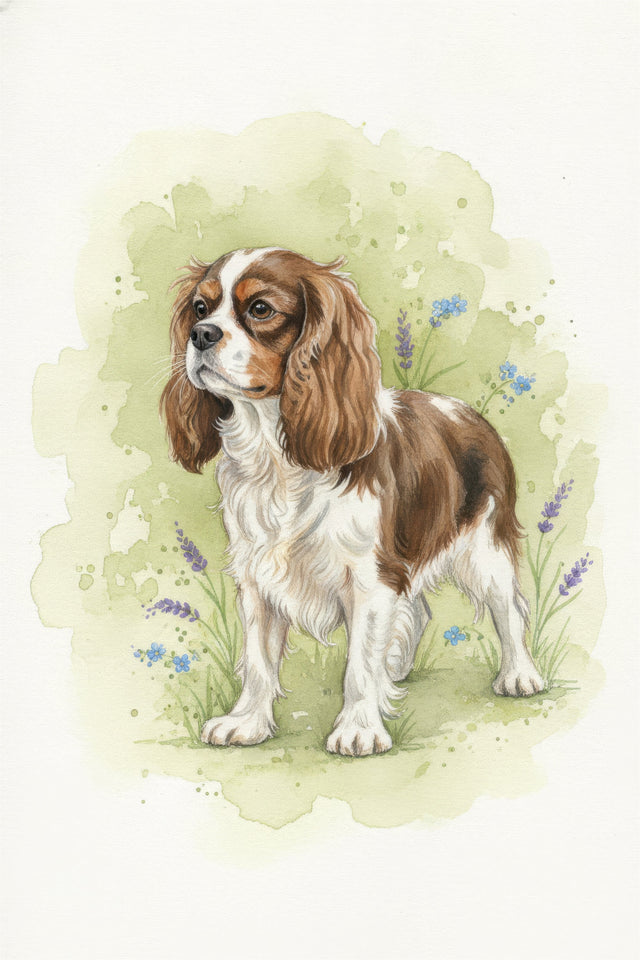 Cavalier King Charles Spaniel watercolour portrait