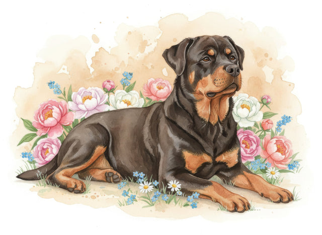 Rottweiler watercolour portrait