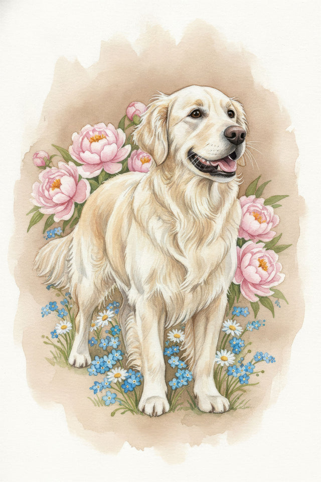 Golden Retriever watercolour portrait