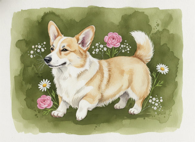 Corgi watercolour portrait