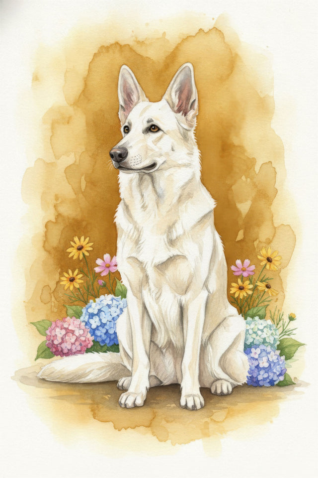 German Shepherd watercolour portrait