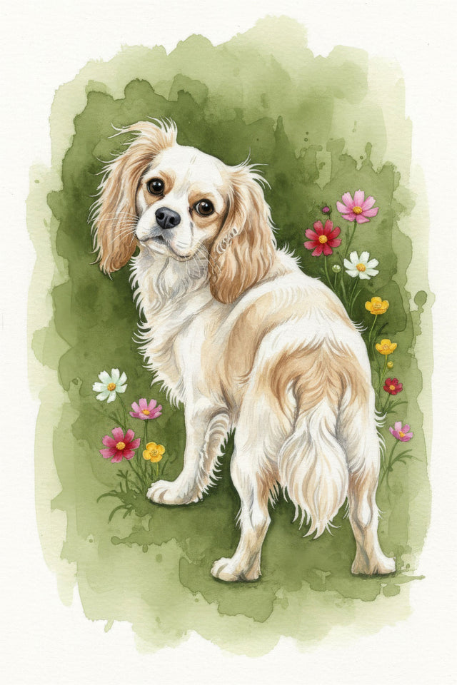 Cavalier King Charles Spaniel watercolour portrait