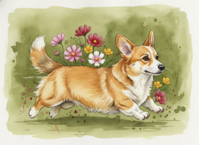 Corgi watercolour portrait
