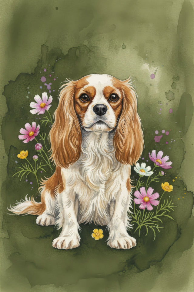 Cavalier King Charles Spaniel watercolour portrait