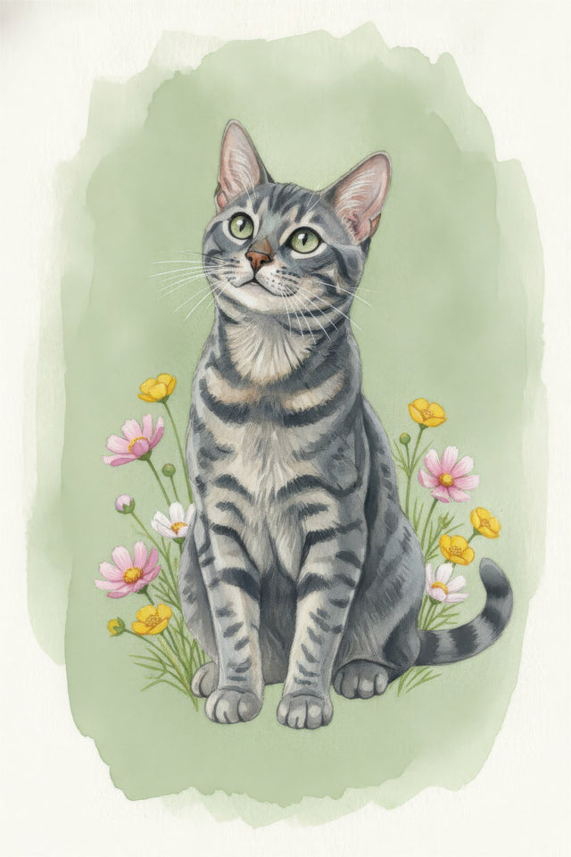 Bengal Cat watercolour portrait