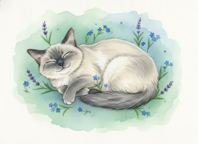 Birman Cat watercolour portrait