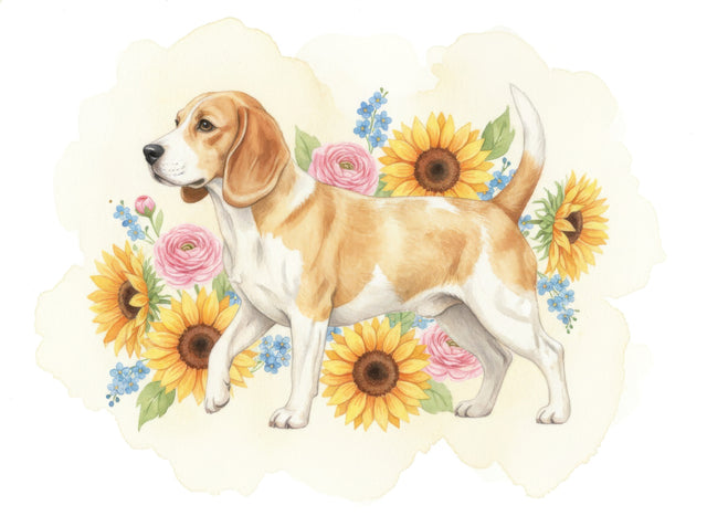 Beagle watercolour portrait