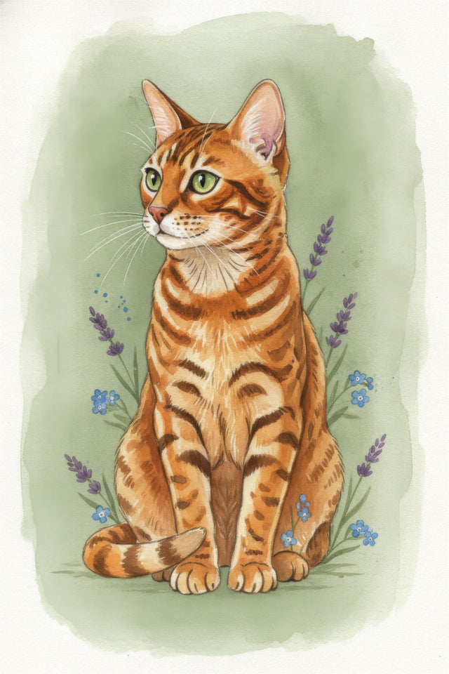 Bengal Cat watercolour portrait