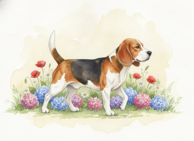 Beagle watercolour portrait