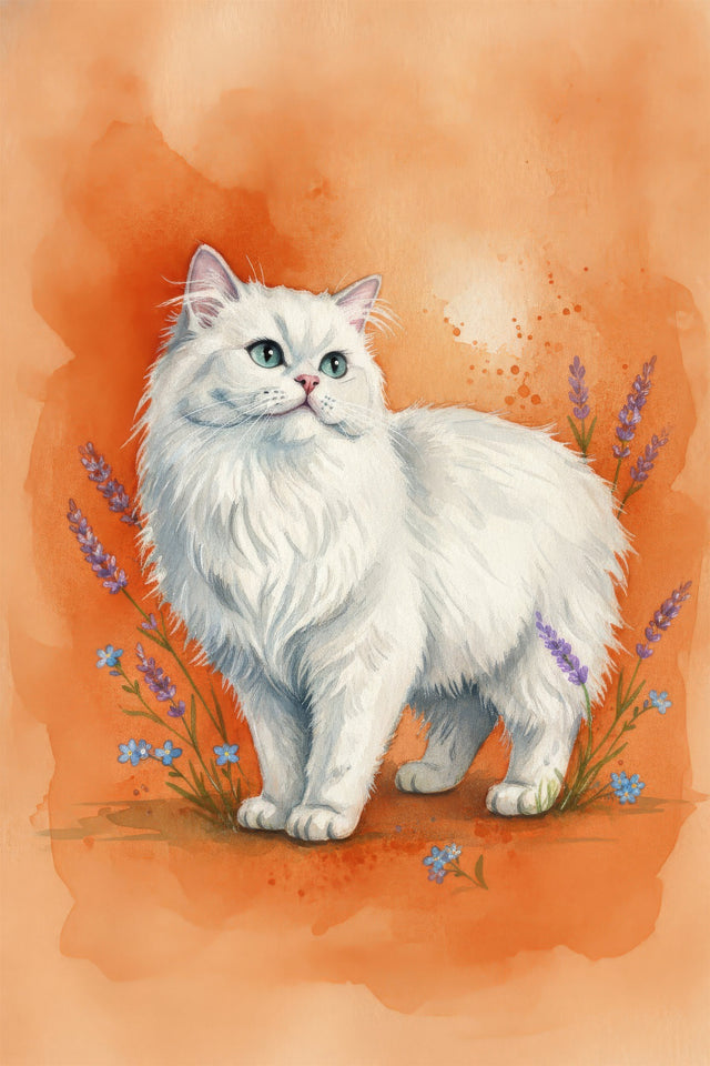 Persian Cat watercolour portrait