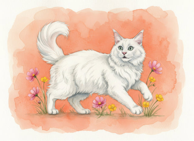 Maine Coon Cat watercolour portrait