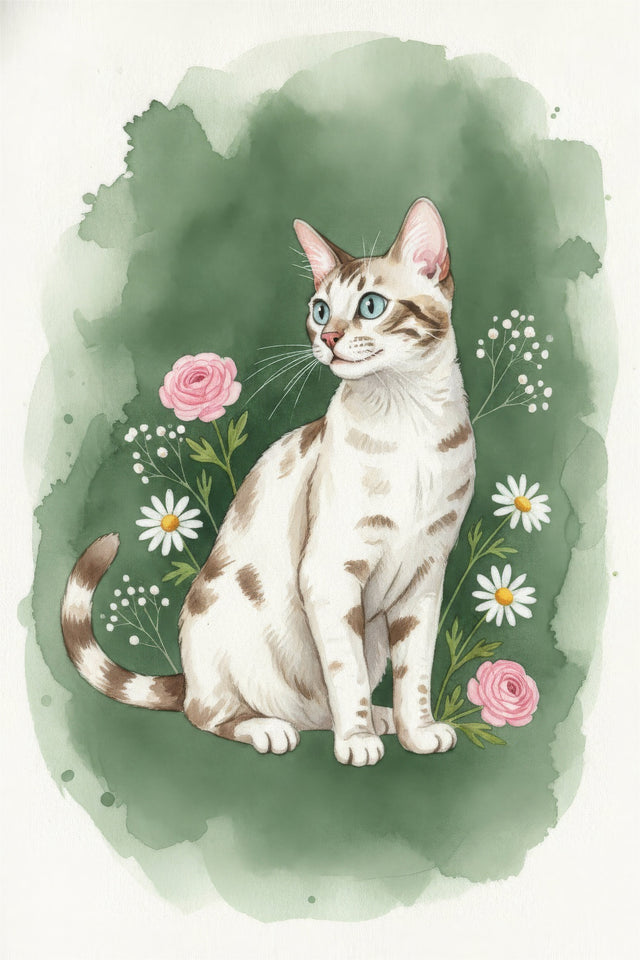 Bengal Cat watercolour portrait